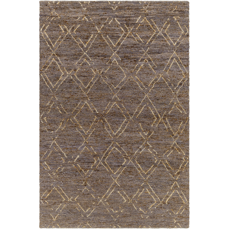 Tapis brun en jute tissé à la main Pembreley, Rectangle 9 pi x 12 pi