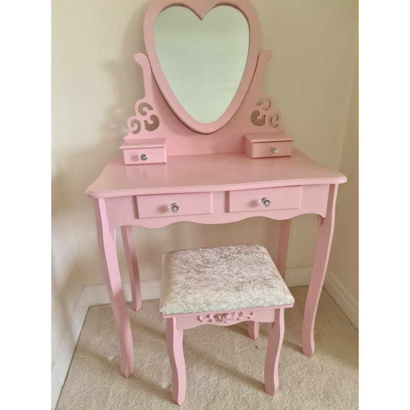 Brenda Dressing Table with Mirror, Pink