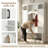 Modern All-in-One Hall Tree with Adjustable Shelves | Classic Arched Farmhouse Storage Bench with Dual Side Cabinets | Elegant Entryway Organizer with 7 Hooks for Mudroom, Hallway, or Living Room-1387770506