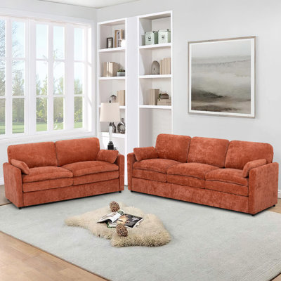 69" & 89" Modern Soft Sofa With Upholstered Cushion, Chenille 3-Seat And 2 Seater Sofa With Well-Filled Pillows, Upholstered 2-Piece Couch For Living