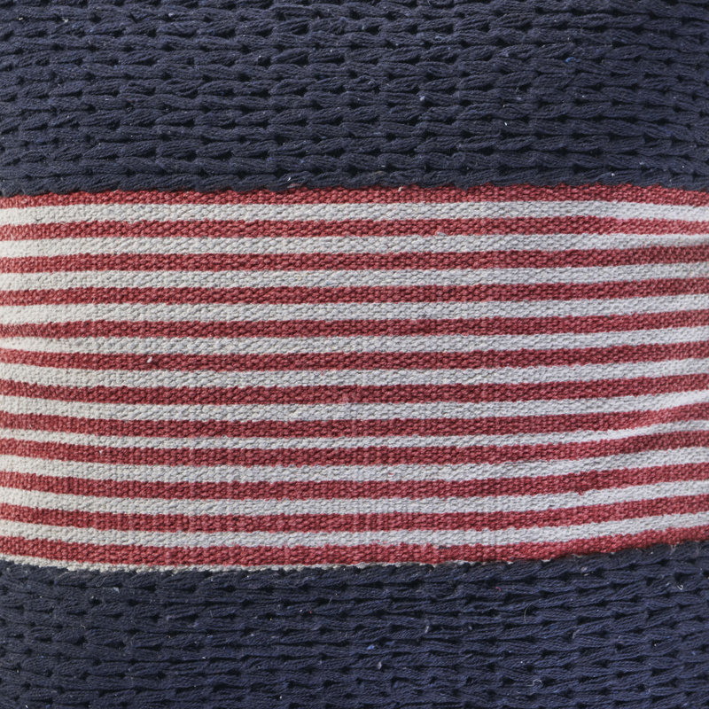 Nautical Striped Woven Hand-Made Cotton Blend Decorative Throw Pillow, Dark Blue/Red, Polyester/Polyfill