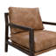 Fauteuil Viny avec coussin lombaire, bois de pin, similicuir brun cognac