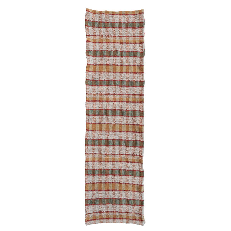 Square Woven Cotton & Wool Striped Table Runner