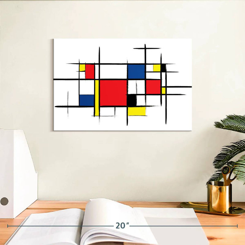 Avery Mondrian d'inspiration rustique abstraite, H 8 po x l 12 po