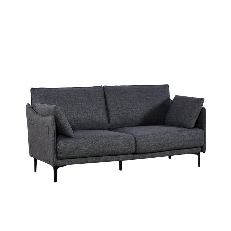 Gris avec pieds en métal, mousse à haute densité, 2,5 sièges, coussin de 2 coussins modernes et confortables pour la maison et le salon, cadre, bureau de la pièce de revêtement