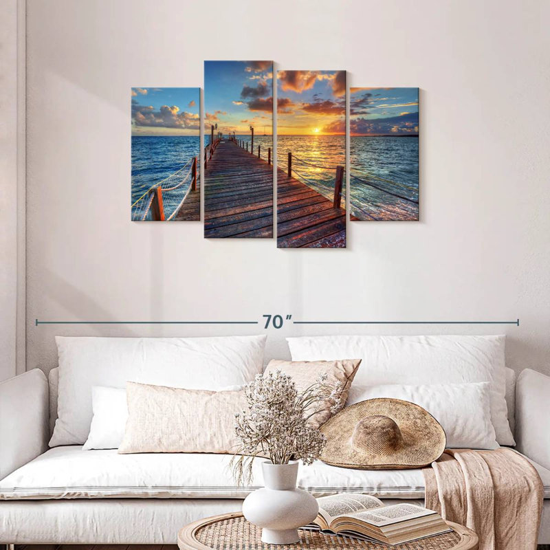 Quai au coucher du soleil, H 27 po x l 43 po