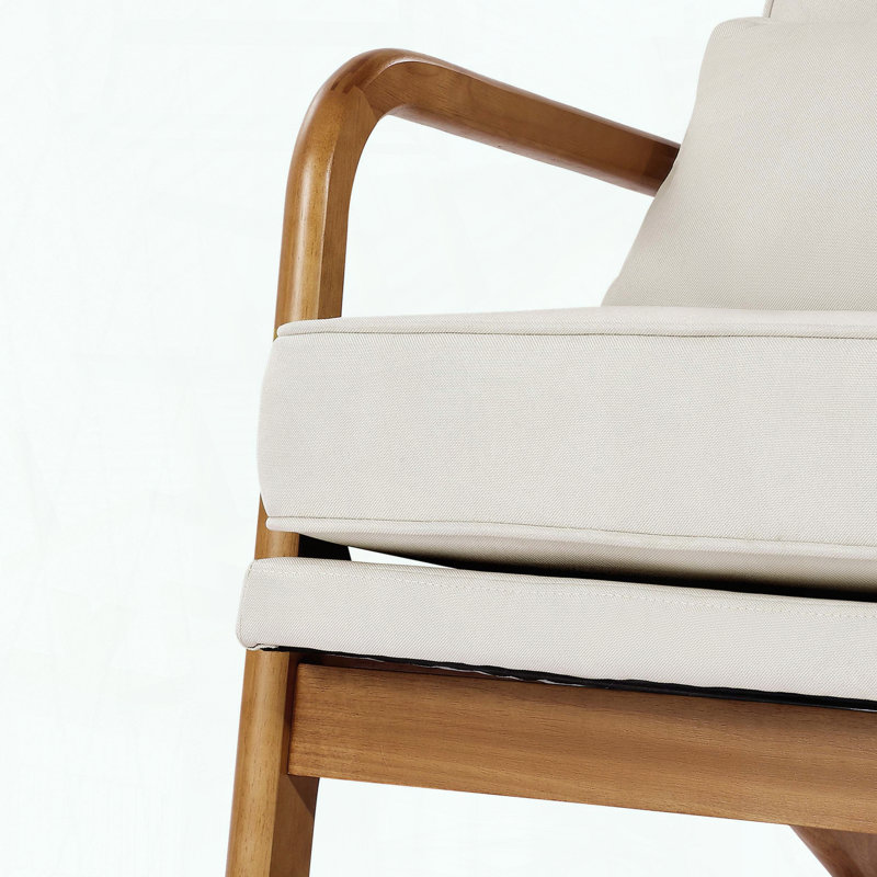 Chaise d'appoint Mid-Century moderne en lin - Coussin 5,7 po