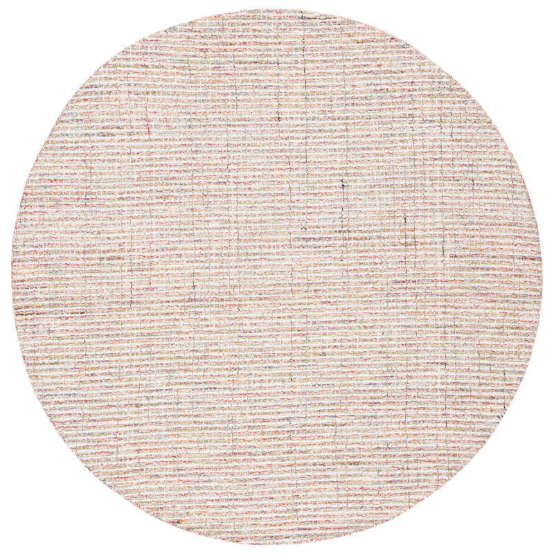Myranda Abstract Hand Tufted Wool/Cotton Rug in Red, Round 6'
