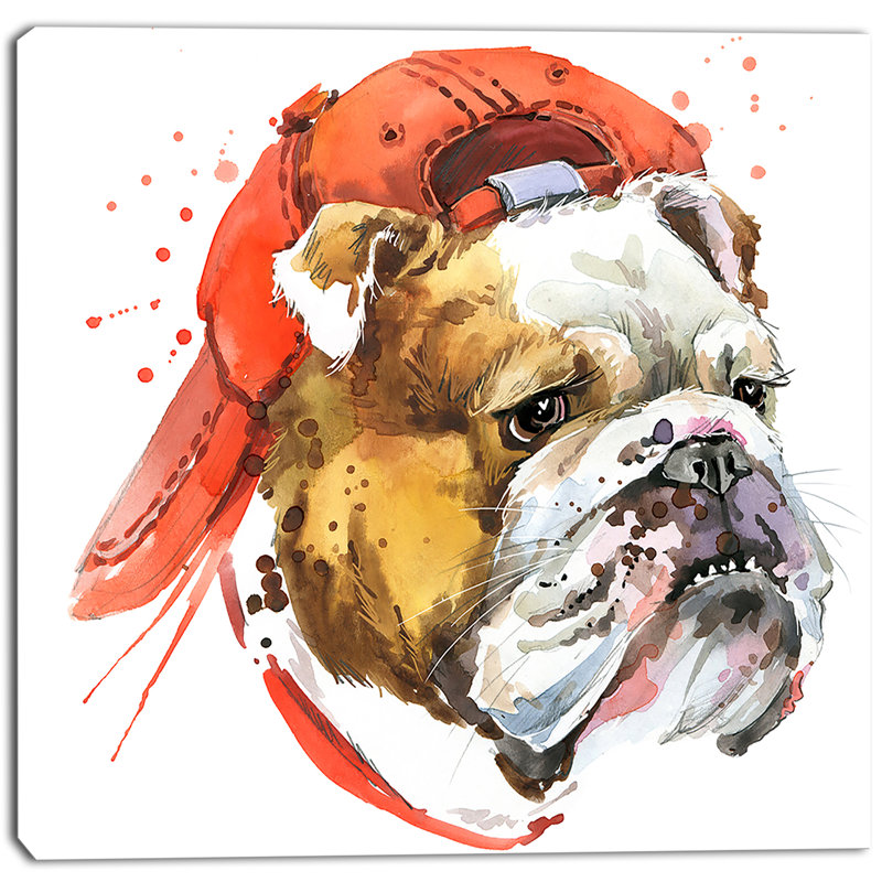 Bouledogue, art, impression sur toile tendue, H 30 po x l 30 po