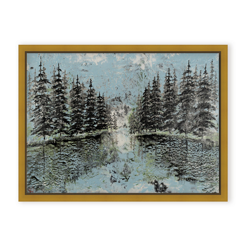 Nature Inspired "Evergreen Reflection" Canvas Wall Art By Karen Biery, 12" H x 16" W, Framed Print, White