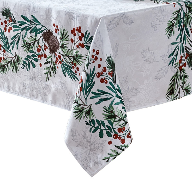 Nappe Holly Berry Flourish Holiday, 84 po x 60 po