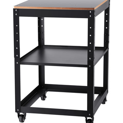 Heavy - Duty Stand With Three Gear Height Options, 4 Swivel And Storage Space, For Power Tools, Black Metal, 100 Lbs Load Level Adjustment, Stable , Capacity