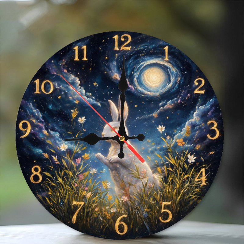 horloge fleurs célestes de lapin lune