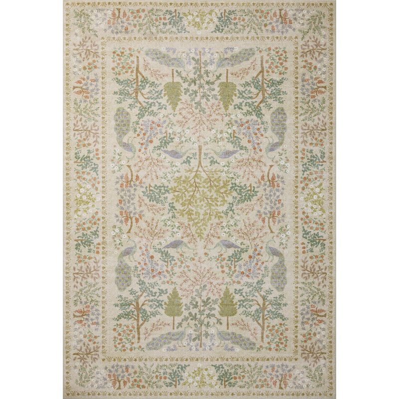 Tapis crème Rifle Paper Co. x Loloi, Rectangle 5 pi x 7 pi 6 po