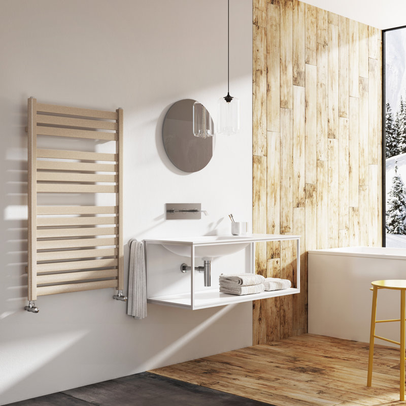Flat Panel Towel Rail Heated Towel Rails, 1000mm H x 600mm W x 100mm D, Brown Metallic