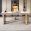 Bureau beige rectangulaire en pierre frittée, 5 tiroirs en bois massif-326104128