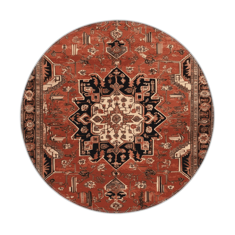 Tapis d'intérieur et d'extérieur brun Persian, Rond 5 pi