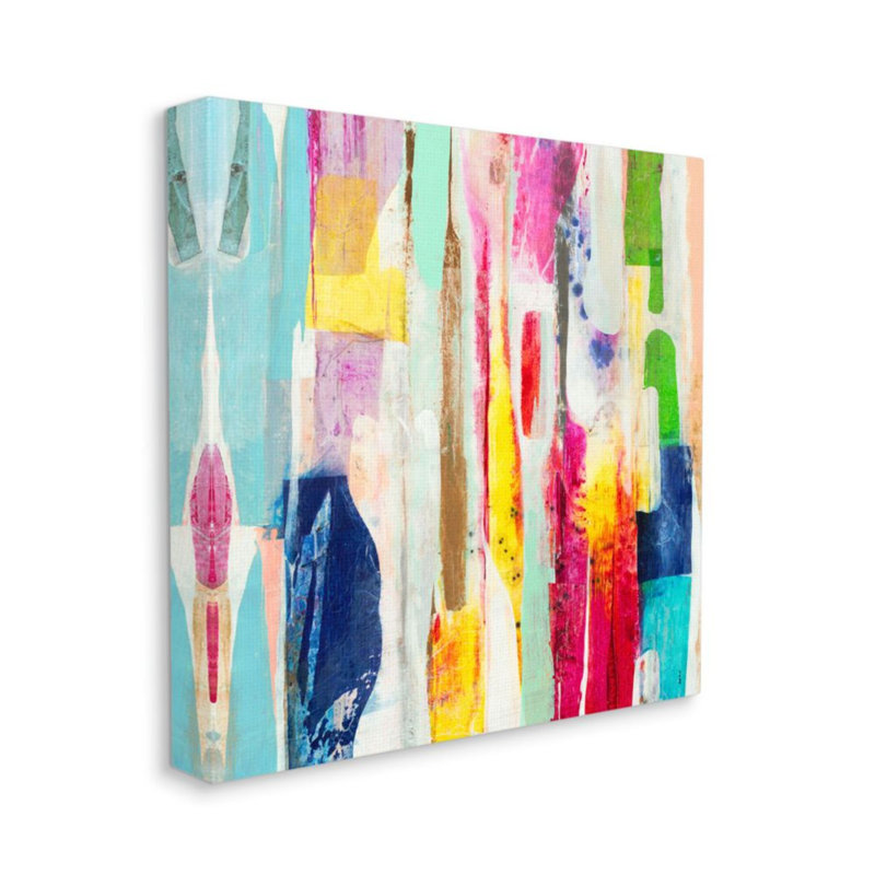 «Vibrant Linear Abstract Shapes» - impression d'art graphique, 30" H x 30" W x 1.5" D, Wrapped Canvas