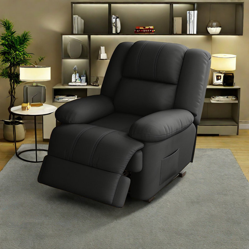 Fauteuil inclinable pivotant en similicuir Tamecia, Noir