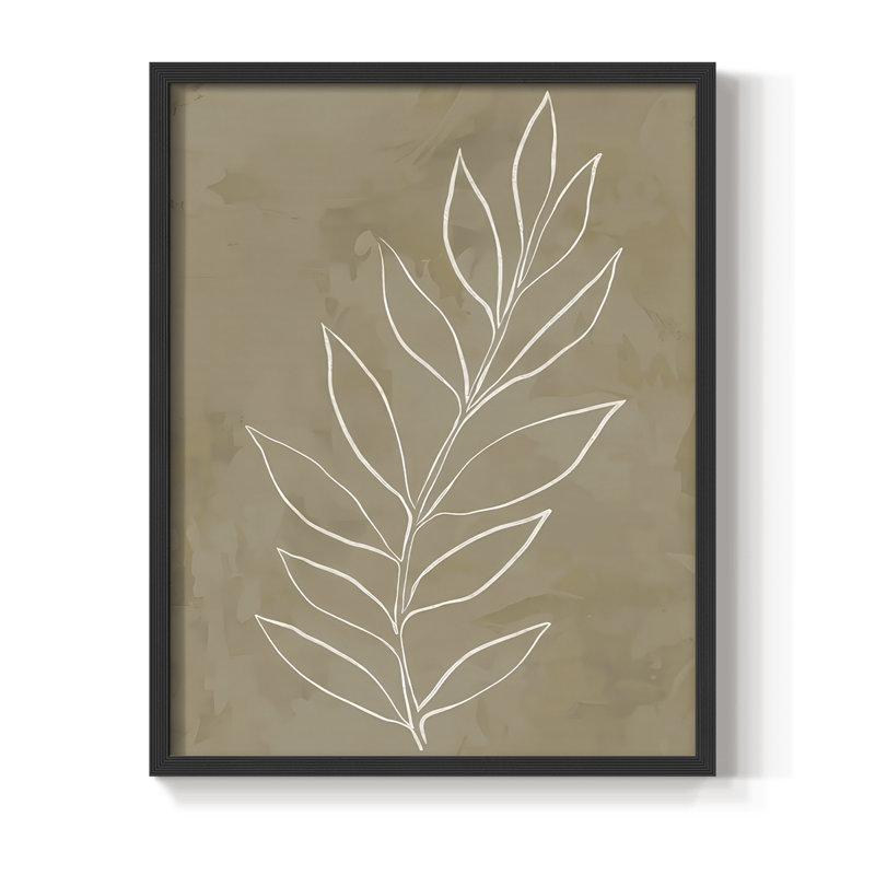 «Leaf Line Art III», reproduction encadrée - bois massif, Noir, noir, noir, noir, H 11 po x l 9 po