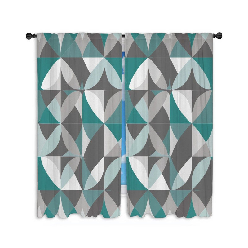 Optical Artwork Bathroom Room Darkening Curtain Pair, 40" W x 63" L