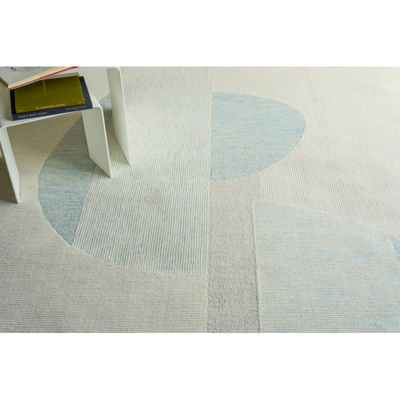 Mikura Hand Tufted New Zealand Wool Blue Area Rug, 10'X14'
