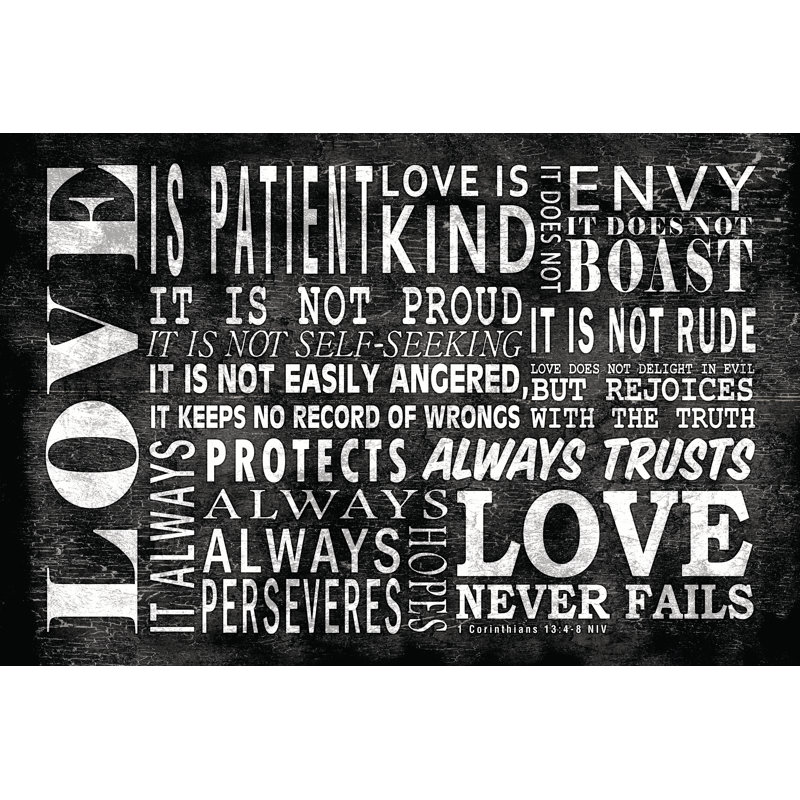 Love Black White - Wrapped Canvas Print, 30cm H x 46cm W x 3.8cm D