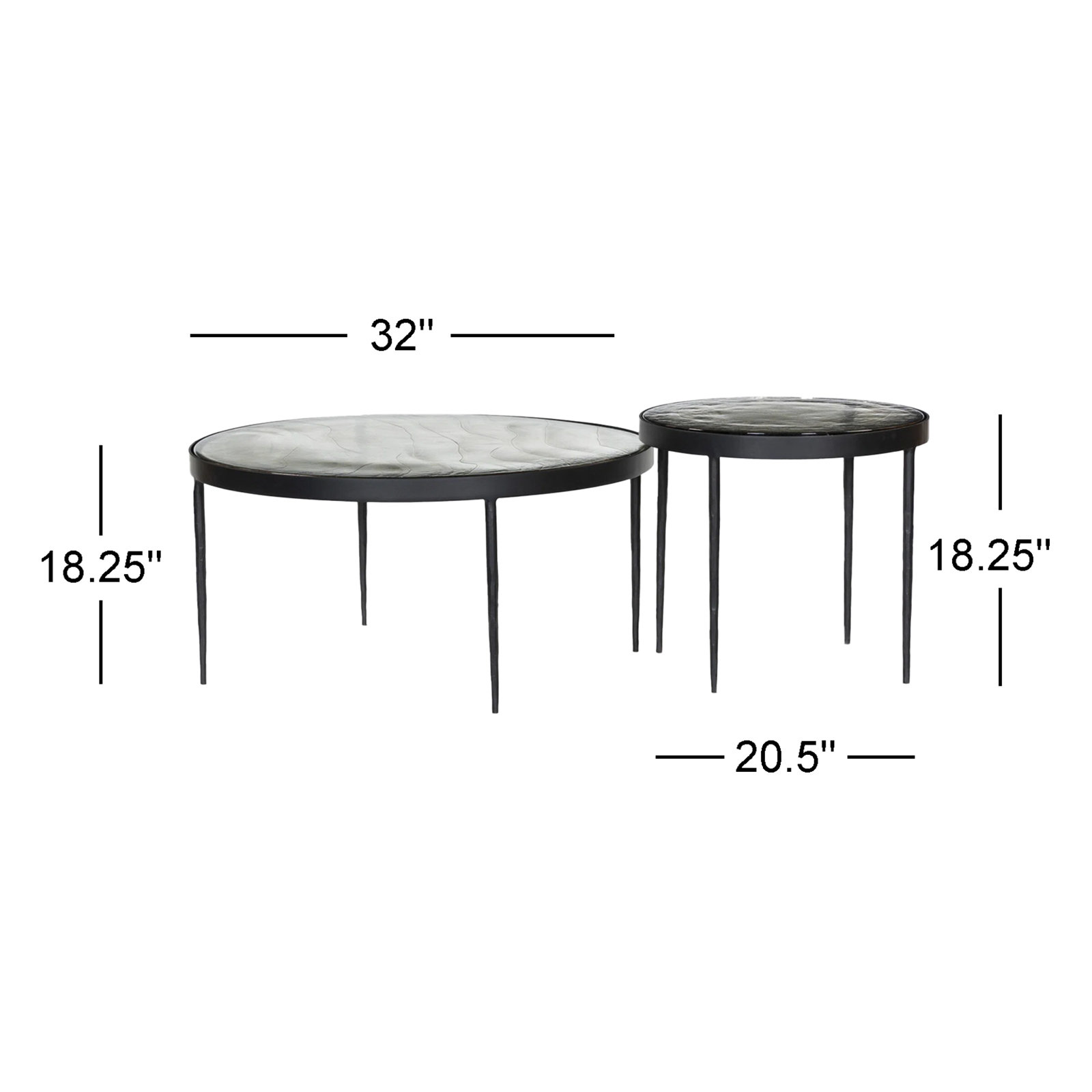 Carmen Nesting Coffee Table, Clear Cast Glass