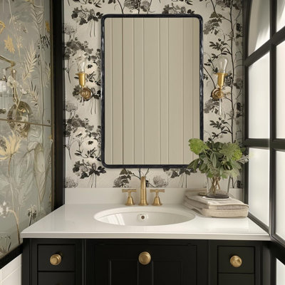 Brunilde Antique Hand-Forged Iron Rectangle Wall Mirror | Rustic Bathroom Vanity Mirror