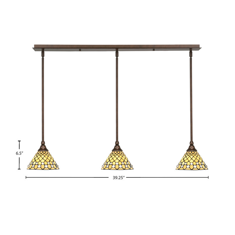 Luminaire suspendu linéaire 3 lumières 3 lumières, H 6,5 po x l 39,25 po x P 7 po, Bronze