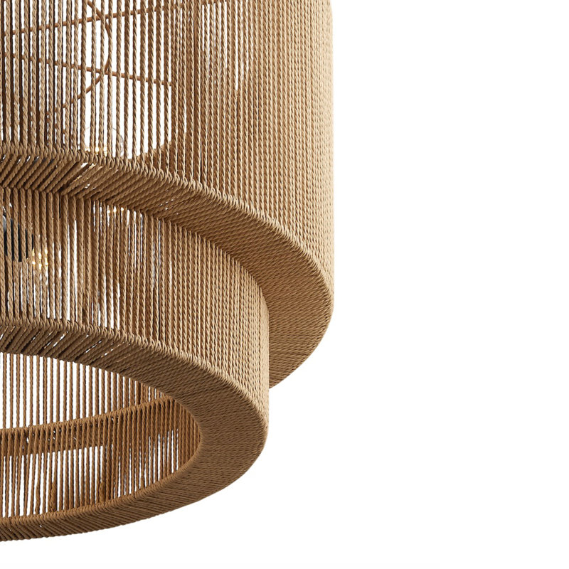 Luminaire suspendu tambour en corde naturelle à 8 lumières Eco - Milos - l 36 po x H 18,75 po, L 36 po x H 18,75 po
