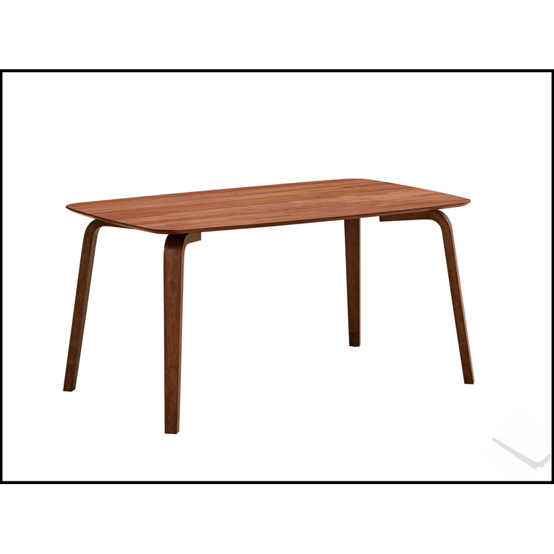 Table de salle à manger à finition noyer Casson avec plateau fixe spacieux, parfaite pour les soupers en famille et pour recevoir des invités.