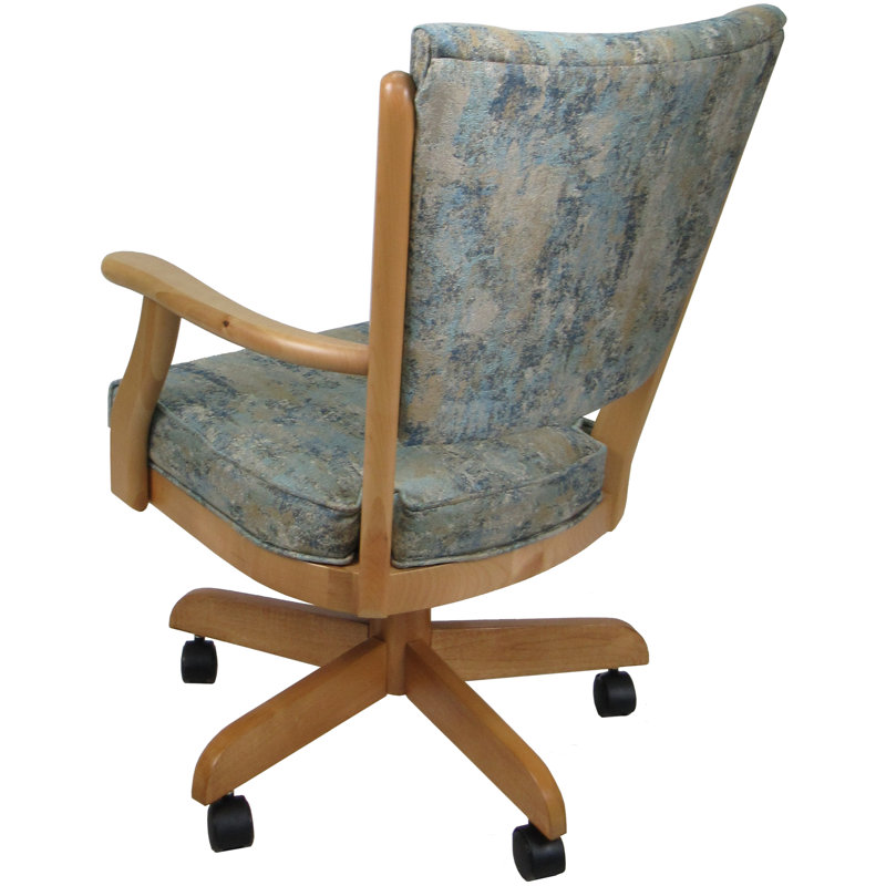 Lauchlann Swivel Dining Caster Chair with Arms, Natural Wood