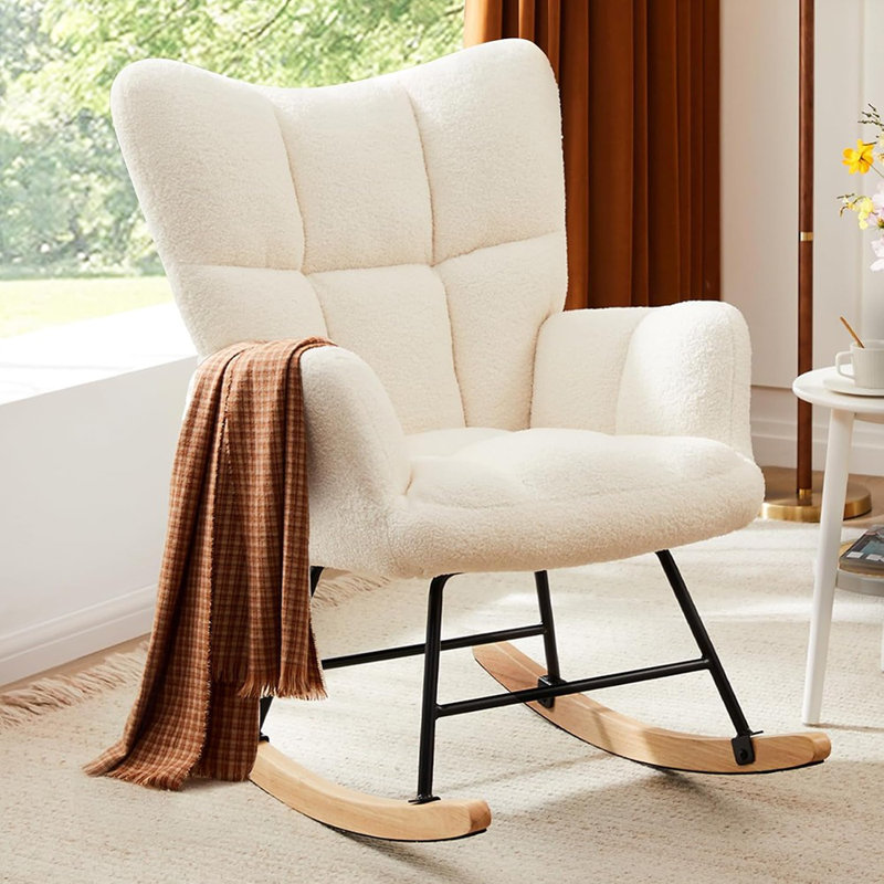 Chaise berçante pour chambre de bébé, fauteuil oscillant rembourré ...