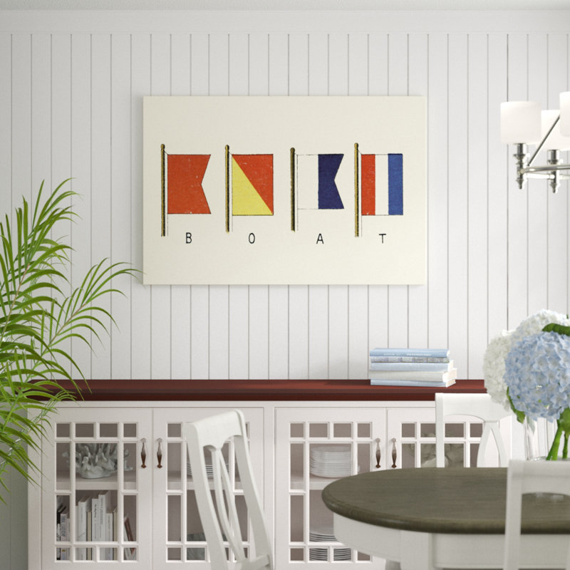 Boat - Wrapped Canvas Painting Print, 81cm H x 122cm W, Black Floater Framed