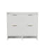 42.9 Inch Slatted Style 4 Flip Door Shoe Cabinet With Tabletop Baffle-1144593188