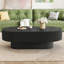 Table basse ovale élégante de 43,3 W avec plateau de 6,8 po d'épaisseur, table de bout tambour moderne de style crème, table centrale cannelée minimaliste avec base robuste pour le salon, assemblage facile