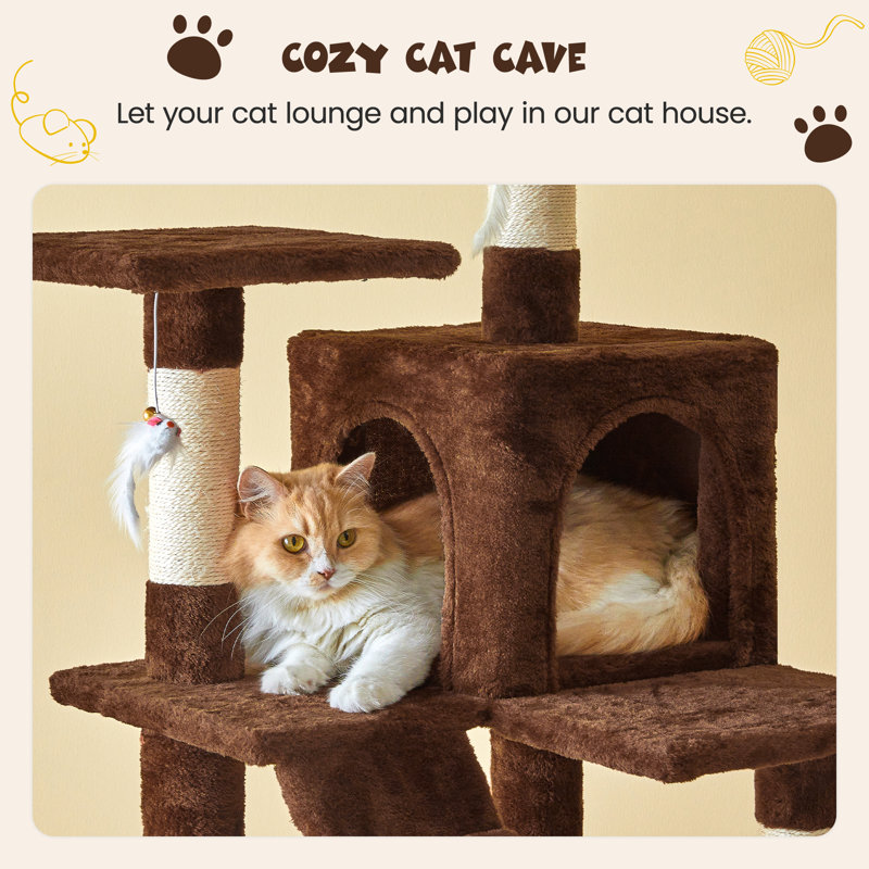 Grand condo 64 "pour chat, Brun, H 63,8 po x l 19,7 po x P 19,7 po