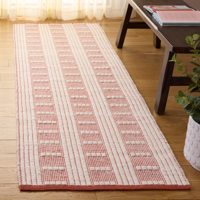 Vermont 951 Flatweave Wool/Cotton Geometric Rug in Rust/Ivory