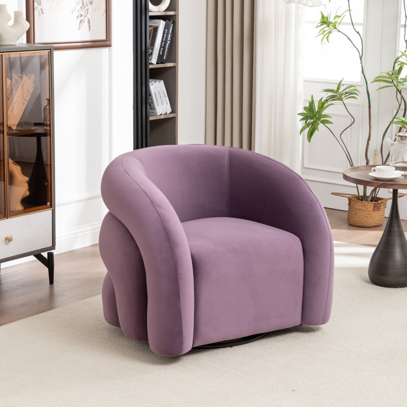 Fauteuil demi-tonneau rembourré et pivotant, Mauve