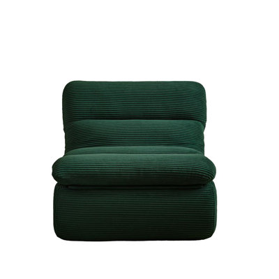 33.86" Corduroy Armless Chair Set, All-Sponge Accent Tufted Sofa Chair With Movable Ottoman