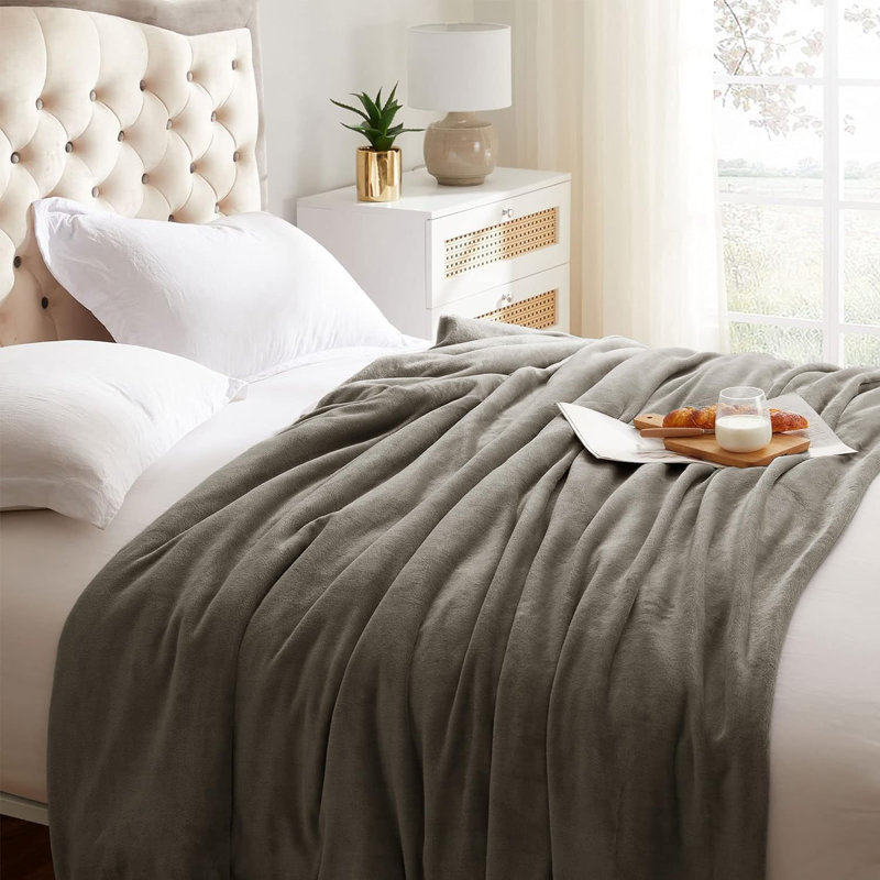 Abiram Plain Weave / Muslin Throw Blanket, 200cm x 150cm, Mink