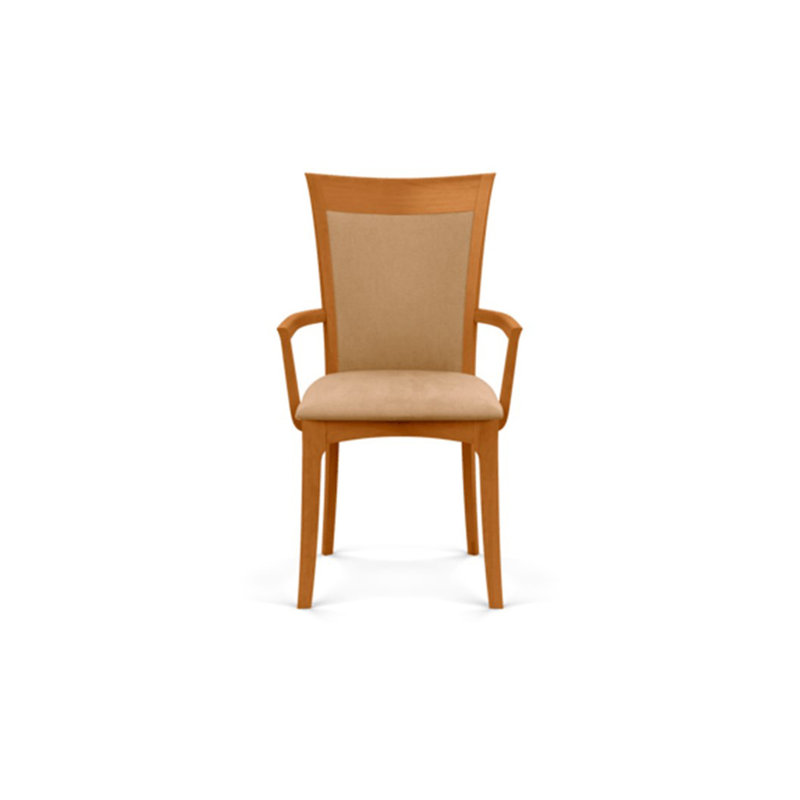 Morgan Upholstered Arm Chair, Natural Cherry, Microseude Onyx