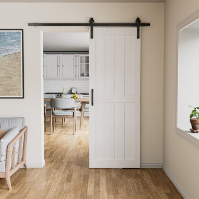 MDF And Solid Wood Composite Board Barn Door With Hardware Components