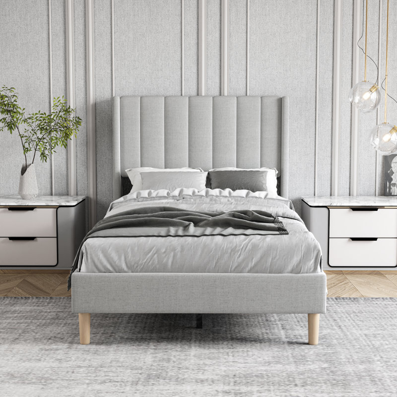 Upholstered Wingback Bed, Twin, White