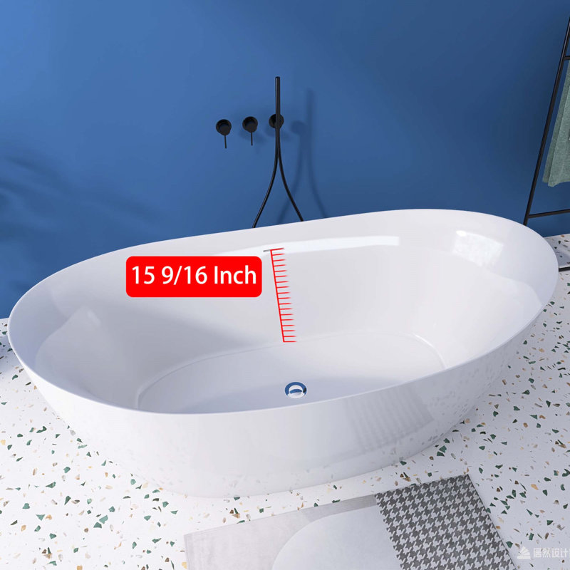 69" Acrylic Free Standing Tub - Classic Oval Shape Soaking Tub, Adjustable Freestanding Bathtub With Integrated Slotted Overflow
