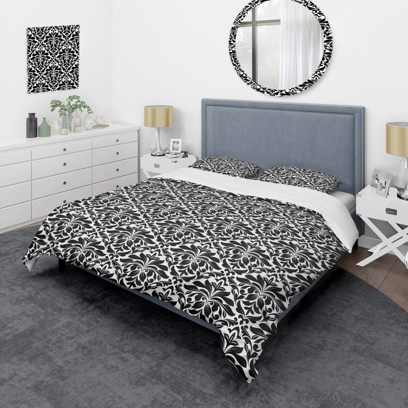 Ensemble de housse de couette en microfibre noir / blanc 3 pièces