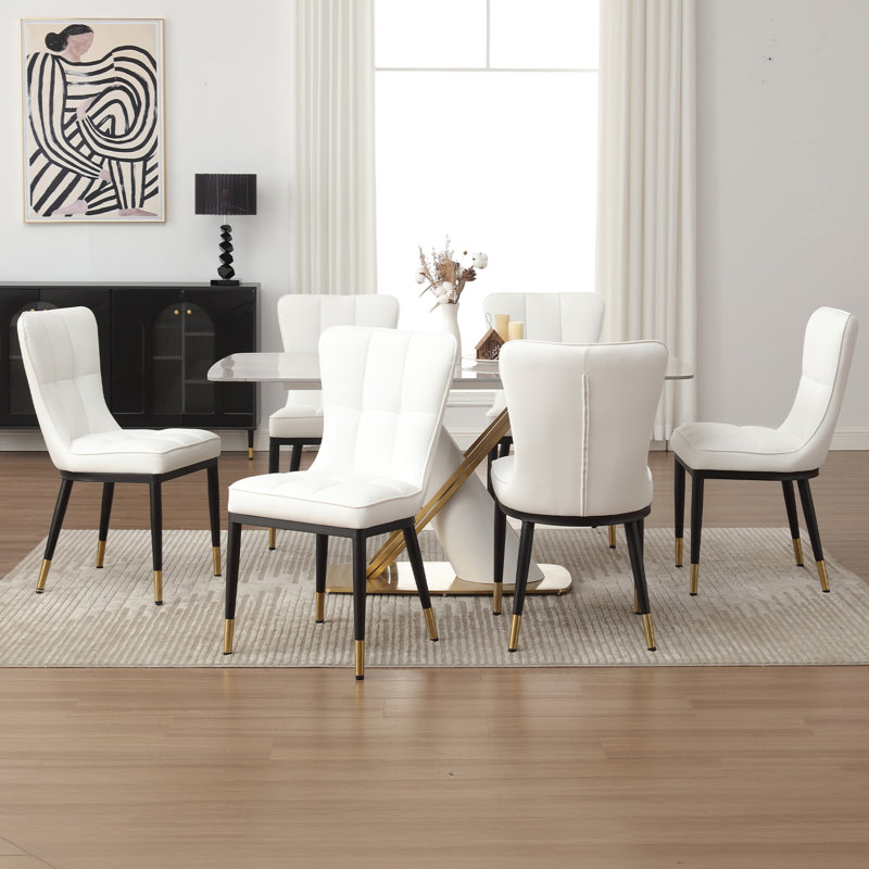 Chaise rembourrée moderne avec structure en métal, Blanc