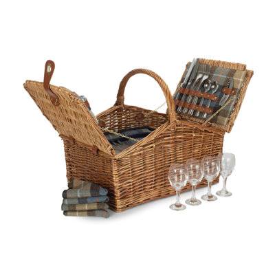 4 Person Wicker Ravenstor Double Lidded Fitted Picnic Hamper