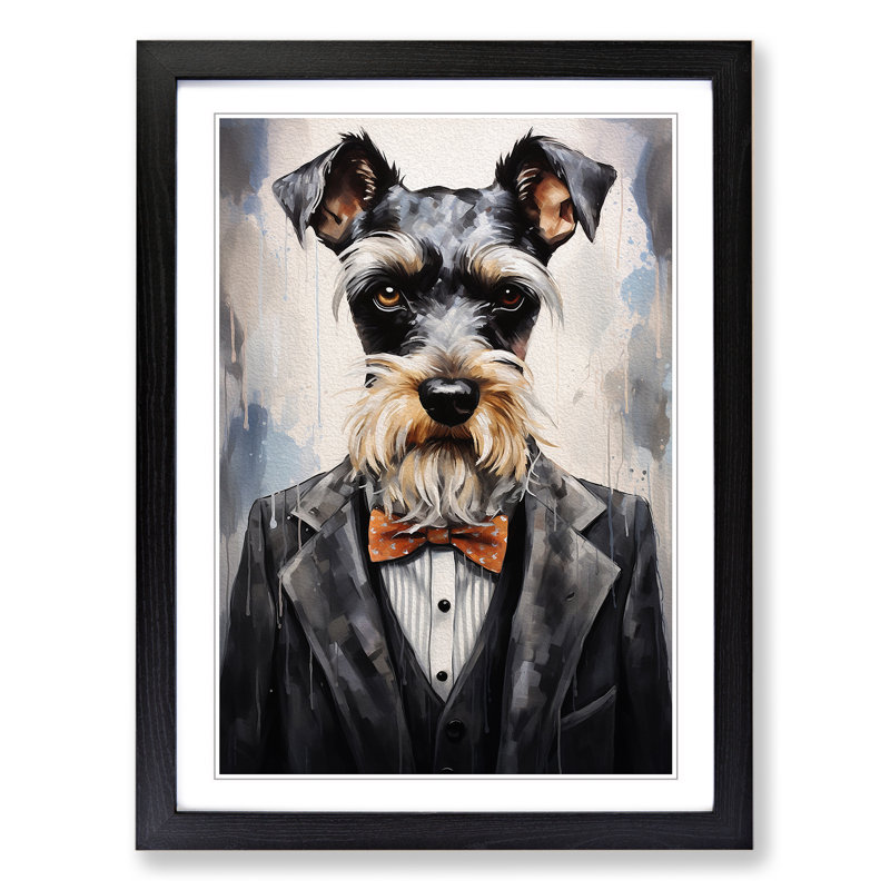 Schnauzer in a Suit Painting No.4 - Framed Print, Black , 64cm H x 46cm W x 2cm D